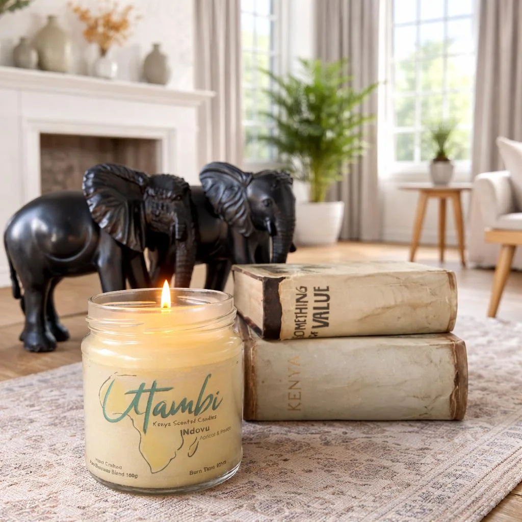 Utambi Ndovu apricot and peach scented candle