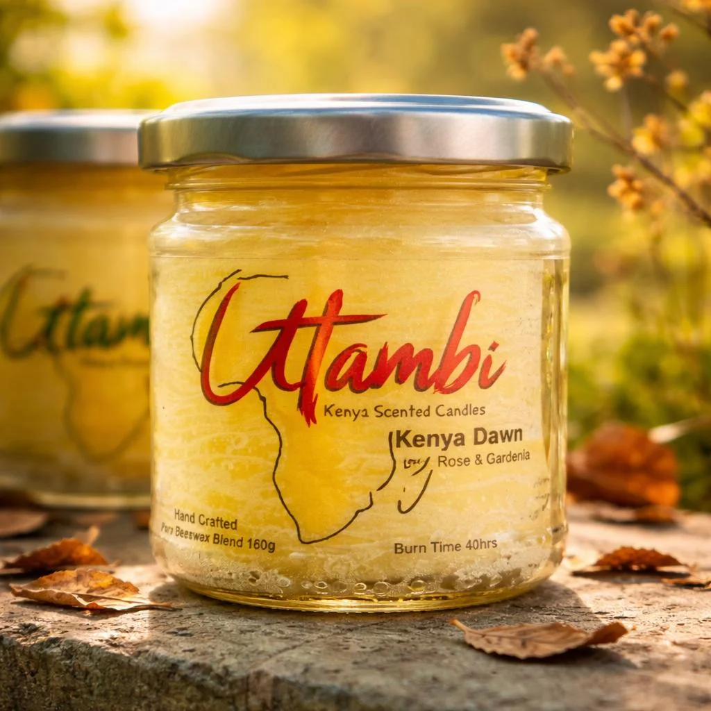 Utambi Kenya Dawn scented candle jar