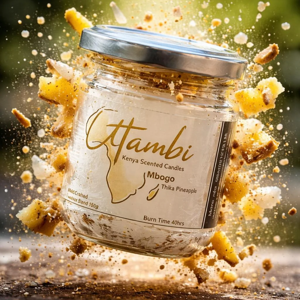Utambi Mbogo Thika Pineapple scented candle jar